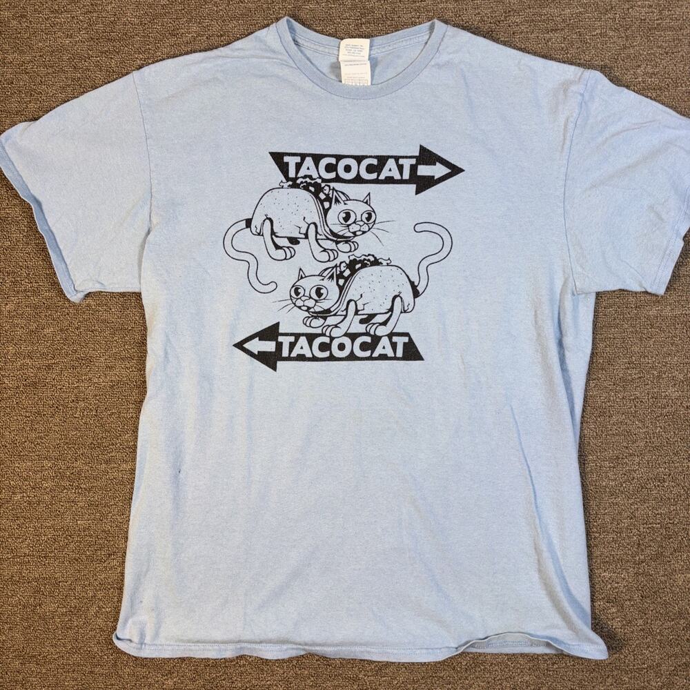 Tacocat Men’s T-shirt Blue Large Graphic Humor 21x27